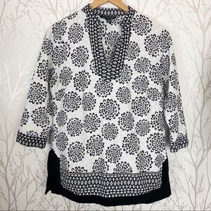 ZAC & RACHEL Black/White Floral Tunic Blouse Med